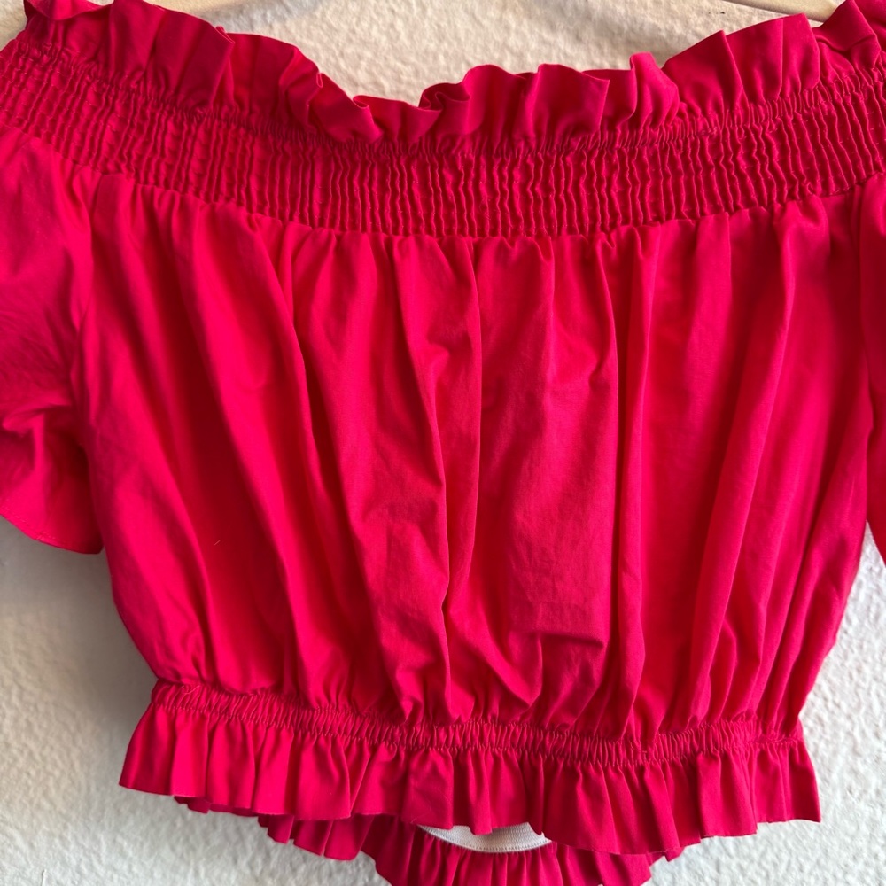 Zara Off The Shoulder Ruffle Crop Top - Picture 3 of 9